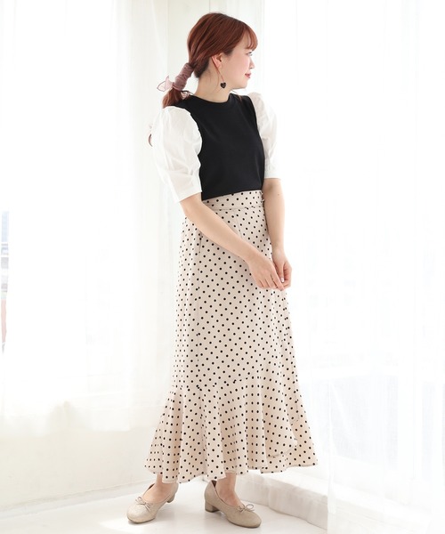 one after another NICE CLAUP(ワンアフターアナザーナイスクラップ)の「【Web限定】袖コンシャステレコプルオーバー(Tシャツ/カットソー・レディース・ブラック/ベージュ/オフホワイト/ブラック系その他・FREE)」の21枚目の写真