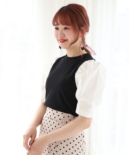 one after another NICE CLAUP(ワンアフターアナザーナイスクラップ)の「【Web限定】袖コンシャステレコプルオーバー(Tシャツ/カットソー・レディース・ブラック/ベージュ/オフホワイト/ブラック系その他・FREE)」の19枚目の写真
