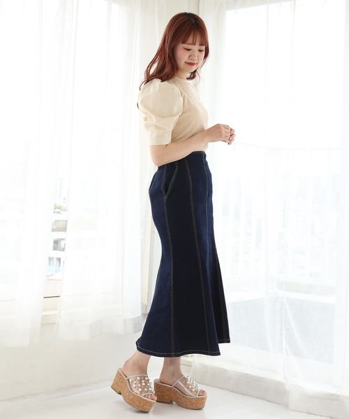 one after another NICE CLAUP(ワンアフターアナザーナイスクラップ)の「【Web限定】袖コンシャステレコプルオーバー(Tシャツ/カットソー・レディース・ブラック/ベージュ/オフホワイト/ブラック系その他・FREE)」の7枚目の写真