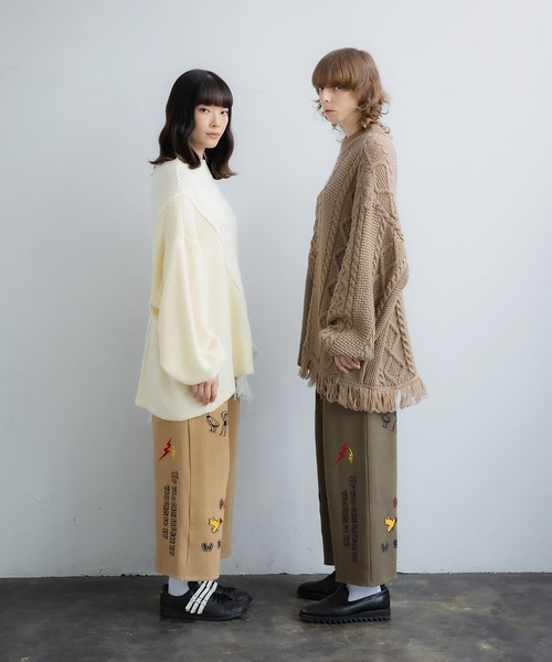 masterkey（マスターキー）の「masterkey マスターキー / GRAFFITI-WIDE 落書きジャガードニットパンツ ワイドパンツ / MK22A-P-13-1（その他パンツ・メンズ・ベージュ/ブラック/カーキ・FREE）」の5枚目の写真