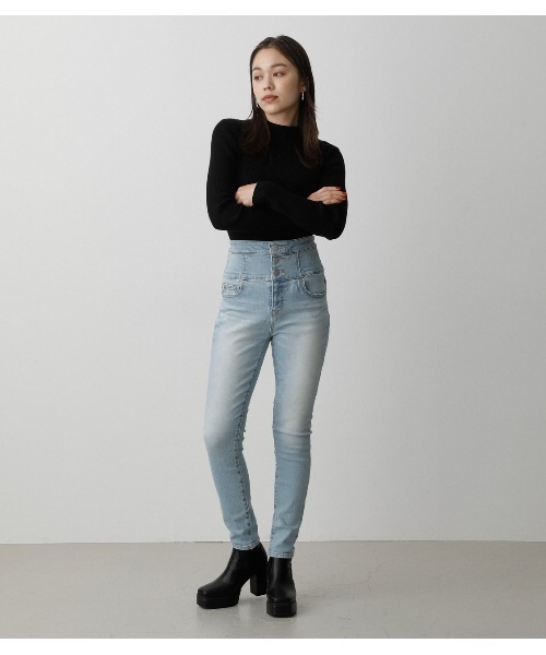HI-WAISTBUTTONDENIMSKINNYⅡ/ハイウエストボタンデニムスキニーⅡ