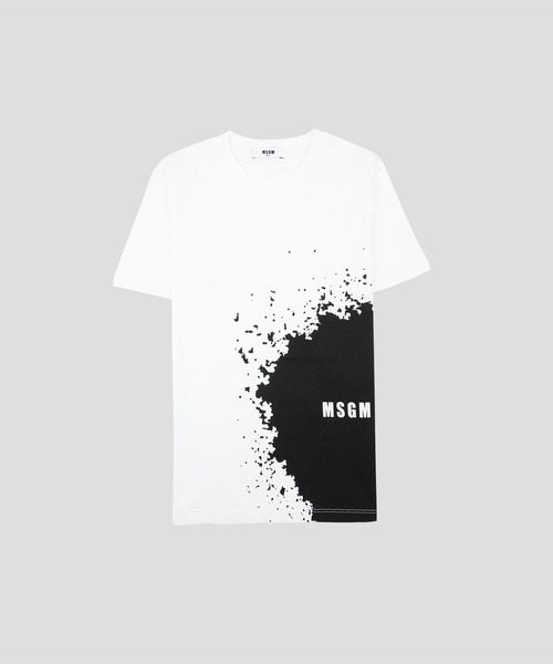 MSGM KIDS(エムエスジーエムキッズ)の「スプラッシュプリントTシャツ(Tシャツ/カットソー・キッズ・ブラック×イエロー/ホワイト×ブラック・6/8/10/12/14/4)」の1枚目の写真