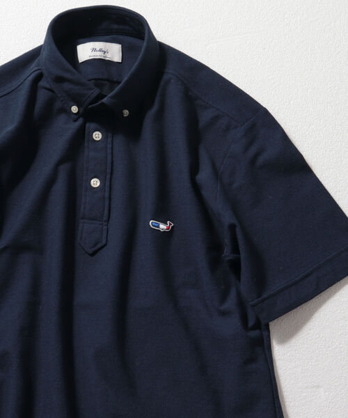 NOLLEY'S goodman（ノーリーズグッドマン）の「クジラ ワンポイント カノコ ポロシャツ (※NANOFINE 制菌加工)（ポロシャツ・メンズ・ホワイト/ネイビー/ブルー系その他/レッド系その他・SMALL/MEDIUM/X-LARGE/LARGE/XX-LARGE）」の2枚目の写真