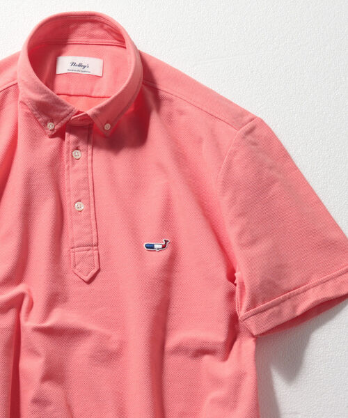 NOLLEY'S goodman（ノーリーズグッドマン）の「クジラ ワンポイント カノコ ポロシャツ (※NANOFINE 制菌加工)（ポロシャツ・メンズ・ホワイト/ネイビー/ブルー系その他/レッド系その他・SMALL/MEDIUM/X-LARGE/LARGE/XX-LARGE）」の4枚目の写真