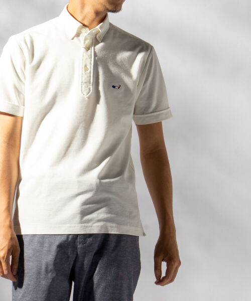 NOLLEY'S goodman（ノーリーズグッドマン）の「クジラ ワンポイント カノコ ポロシャツ (※NANOFINE 制菌加工)（ポロシャツ・メンズ・ホワイト/ネイビー/ブルー系その他/レッド系その他・SMALL/MEDIUM/X-LARGE/LARGE/XX-LARGE）」の8枚目の写真