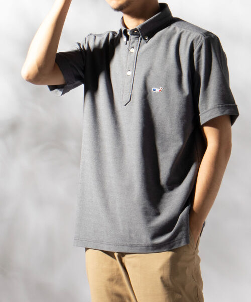 NOLLEY'S goodman（ノーリーズグッドマン）の「クジラ ワンポイント カノコ ポロシャツ (※NANOFINE 制菌加工)（ポロシャツ・メンズ・ホワイト/ネイビー/ブルー系その他/レッド系その他・SMALL/MEDIUM/X-LARGE/LARGE/XX-LARGE）」の5枚目の写真