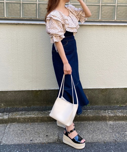 one after another NICE CLAUP（ワンアフターアナザーナイスクラップ）の「ポーチ付ミニトートバッグ（ショルダーバッグ・レディース・イエロー/アイボリー/グレイッシュベージュ・FREE）」の19枚目の写真