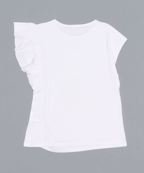 SISLEY(シスレー)の「キッズアシンメトリーラッフルTシャツ・カットソー(Tシャツ/カットソー・キッズ・ホワイト・LARGE/XXX-LARGE/XX-LARGE/X-LARGE/SMALL/MEDIUM)」の2枚目の写真