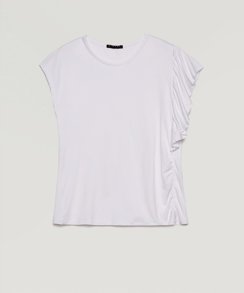 SISLEY(シスレー)の「キッズアシンメトリーラッフルTシャツ・カットソー(Tシャツ/カットソー・キッズ・ホワイト・LARGE/XXX-LARGE/XX-LARGE/X-LARGE/SMALL/MEDIUM)」の1枚目の写真