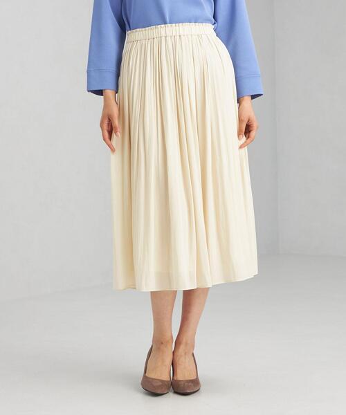 green label relaxing（グリーンレーベルリラクシング）の「CS monable P ギャザー スカート（スカート・レディース・ベージュ/オフホワイト/オレンジ系その他・38/36）」の4枚目の写真