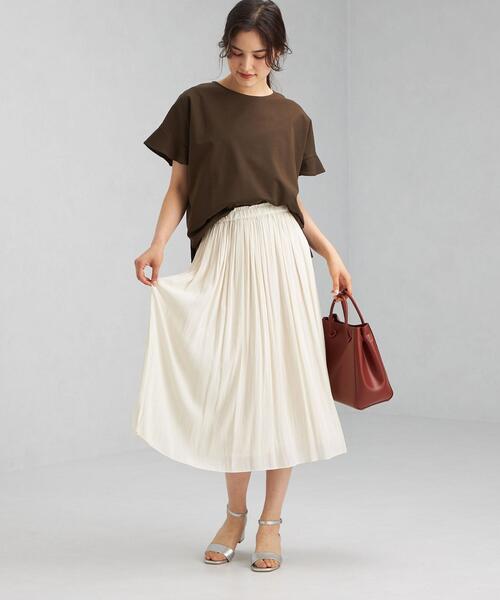 green label relaxing（グリーンレーベルリラクシング）の「CS monable P ギャザー スカート（スカート・レディース・ベージュ/オフホワイト/オレンジ系その他・38/36）」の8枚目の写真