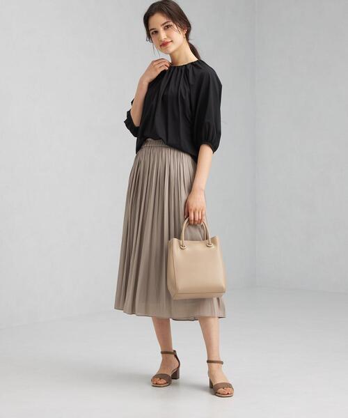 green label relaxing（グリーンレーベルリラクシング）の「CS monable P ギャザー スカート（スカート・レディース・ベージュ/オフホワイト/オレンジ系その他・38/36）」の9枚目の写真