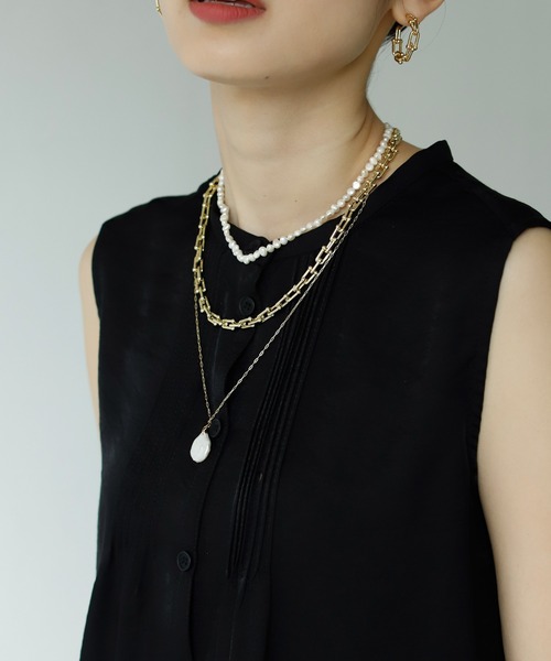 Birthday room（バースデイルーム）の「ゴールドチェーン＆淡水パールネックレス3点セット（ネックレス・レディース・ゴールド・FREE）」の2枚目の写真