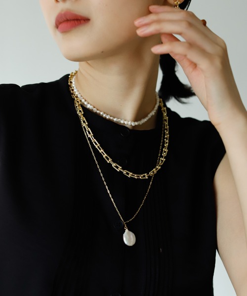 Birthday room（バースデイルーム）の「ゴールドチェーン＆淡水パールネックレス3点セット（ネックレス・レディース・ゴールド・FREE）」の4枚目の写真