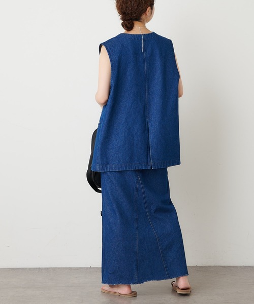 Omekashi（オメカシ）の「デニムスリットロングスカート（デニムスカート・レディース・ブラック/ブルー・36/38）」の10枚目の写真