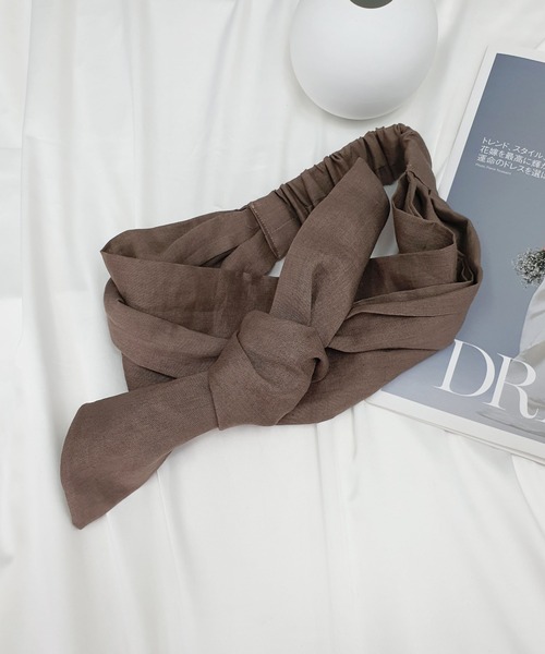 CEMONEMO（セモネモ）の「ボリューム リボン ヘアターバン（ヘアバンド・レディース・オレンジ/ブラック/グレー/モカ・FREE）」の12枚目の写真