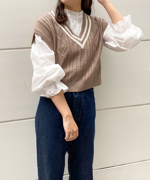 apres jour(アプレジュール)の「ベスト+ブラウスSET【ZOZOTOWN限定アイテム】【7PO】(ベスト・レディース・ライトベージュ/モカ/アイボリー・X-LARGE/フリー)」の8枚目の写真
