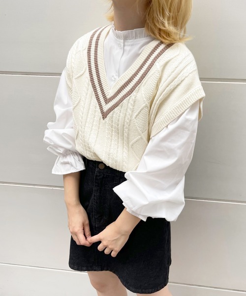 apres jour(アプレジュール)の「ベスト+ブラウスSET【ZOZOTOWN限定アイテム】【7PO】(ベスト・レディース・ライトベージュ/モカ/アイボリー・X-LARGE/フリー)」の15枚目の写真