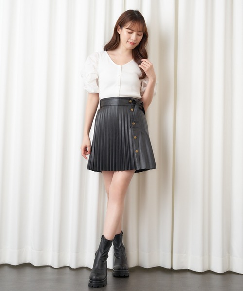 MIIA（ミーア）の「【入荷禁止】レザープリーツミニスカート（スカート・レディース・ブラック/ブラウン/ピンク・FREE）」の4枚目の写真