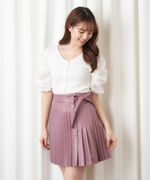MIIA（ミーア）の「【入荷禁止】レザープリーツミニスカート