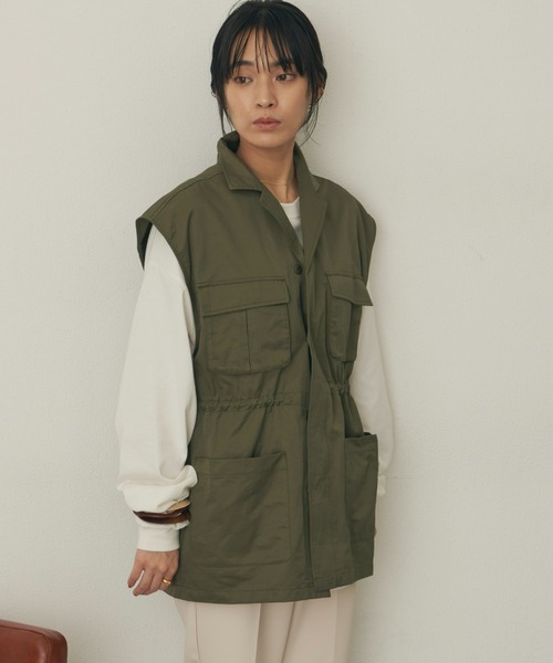 Auntie Rosa Holiday(アンティローザホリデー)の「ミリタリージレ(ベスト・レディース・ブラック/カーキ・FREE)」の3枚目の写真