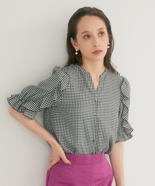 ANAYI（アナイ）の「ビスコースチェックラッフル ブラウス（シャツ