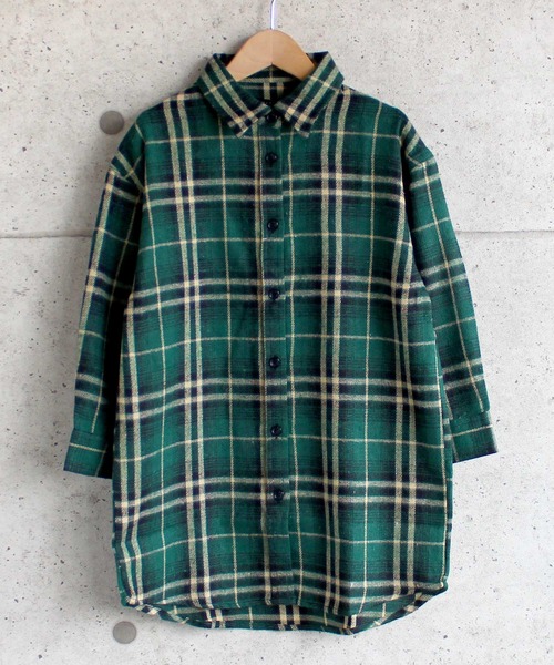 THE CASUAL（カジュアル）の「ビッグシルエットネルワンピ ネルシャツ キッズ（シャツ/ブラウス・キッズ・グリーン系/ベージュ系/レッド系/グレー系1/グレー系/ブラウン系・110cm/130cm/160cm/150cm/120cm/140cm）」の5枚目の写真