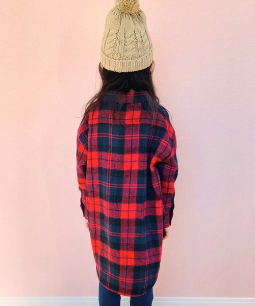THE CASUAL（カジュアル）の「ビッグシルエットネルワンピ ネルシャツ キッズ（シャツ/ブラウス・キッズ・グリーン系/ベージュ系/レッド系/グレー系1/グレー系/ブラウン系・110cm/130cm/160cm/150cm/120cm/140cm）」の17枚目の写真
