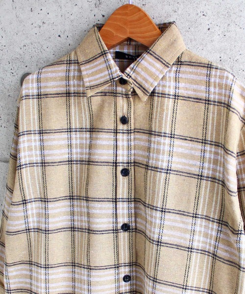 THE CASUAL（カジュアル）の「ビッグシルエットネルワンピ ネルシャツ キッズ（シャツ/ブラウス・キッズ・グリーン系/ベージュ系/レッド系/グレー系1/グレー系/ブラウン系・110cm/130cm/160cm/150cm/120cm/140cm）」の10枚目の写真