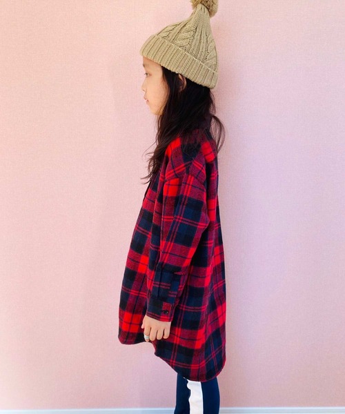 THE CASUAL（カジュアル）の「ビッグシルエットネルワンピ ネルシャツ キッズ（シャツ/ブラウス・キッズ・グリーン系/ベージュ系/レッド系/グレー系1/グレー系/ブラウン系・110cm/130cm/160cm/150cm/120cm/140cm）」の16枚目の写真