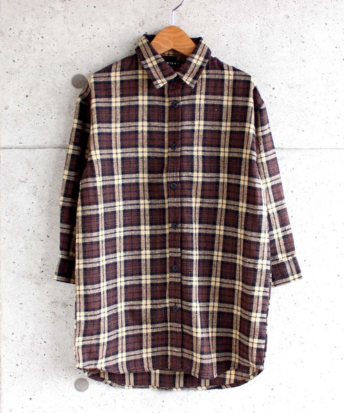 THE CASUAL（カジュアル）の「ビッグシルエットネルワンピ ネルシャツ キッズ（シャツ/ブラウス・キッズ・グリーン系/ベージュ系/レッド系/グレー系1/グレー系/ブラウン系・110cm/130cm/160cm/150cm/120cm/140cm）」の8枚目の写真