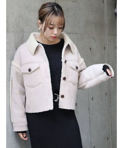 EVRIS（エヴリス）の「ショートボアジャケット（ブルゾン・レディース・パープル/アイボリー/ブラック・FREE）」の14枚目の写真