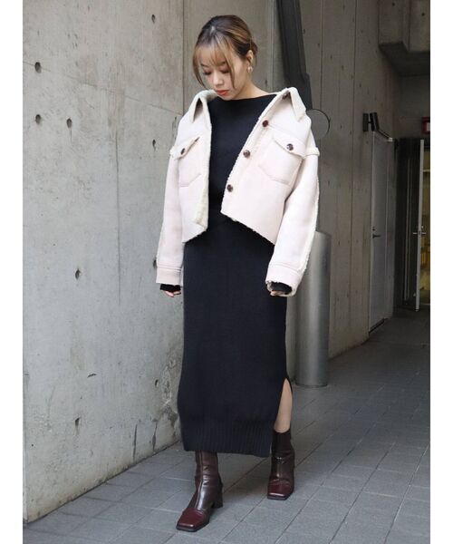 EVRIS（エヴリス）の「ショートボアジャケット（ブルゾン・レディース・パープル/アイボリー/ブラック・FREE）」の18枚目の写真