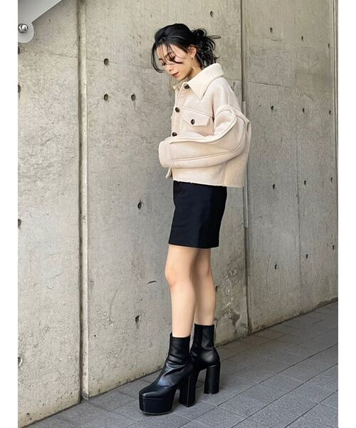 EVRIS（エヴリス）の「ショートボアジャケット（ブルゾン・レディース・パープル/アイボリー/ブラック・FREE）」の15枚目の写真