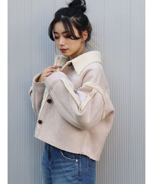 EVRIS（エヴリス）の「ショートボアジャケット（ブルゾン・レディース・パープル/アイボリー/ブラック・FREE）」の11枚目の写真