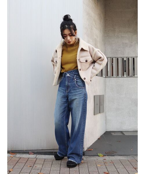 EVRIS（エヴリス）の「ショートボアジャケット（ブルゾン・レディース・パープル/アイボリー/ブラック・FREE）」の7枚目の写真