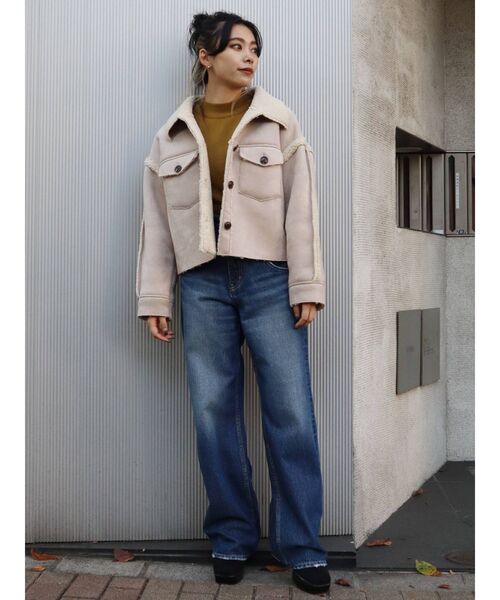 EVRIS（エヴリス）の「ショートボアジャケット（ブルゾン・レディース・パープル/アイボリー/ブラック・FREE）」の5枚目の写真