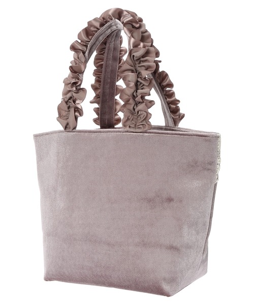 Maison de FLEUR（メゾンドフルール）の「ベロアレースフリルハンドルトートSバッグ（トートバッグ・レディース・ブラック/ピンクベージュ/グレイッシュベージュ・FREE）」の10枚目の写真