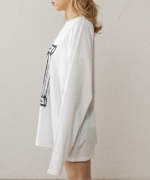 RASVOA（ラスボア）の「プリントオーバーロンＴ（Tシャツ/カットソー・レディース・ブラック/オフホワイト・FREE）」の9枚目の写真