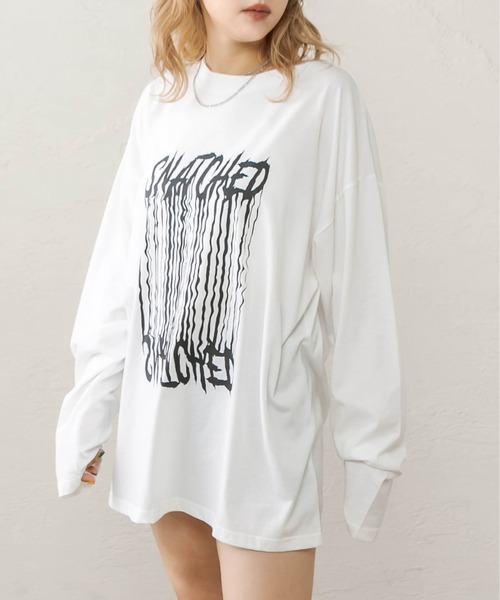 RASVOA（ラスボア）の「プリントオーバーロンＴ（Tシャツ/カットソー・レディース・ブラック/オフホワイト・FREE）」の3枚目の写真