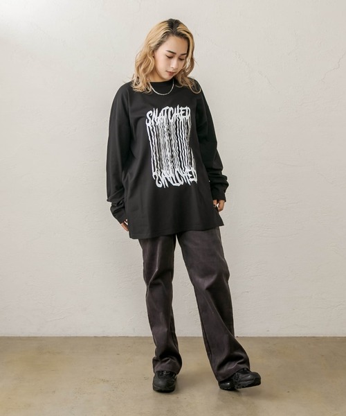 RASVOA（ラスボア）の「プリントオーバーロンＴ（Tシャツ/カットソー・レディース・ブラック/オフホワイト・FREE）」の4枚目の写真