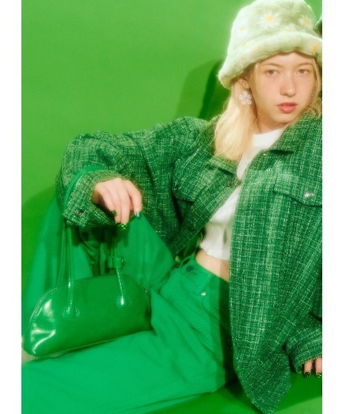 WC（ダブル シー）の「カラーツイードジャケット（ブルゾン・レディース・ピンク/オレンジ/ブルー/グリーン・FREE）」の14枚目の写真