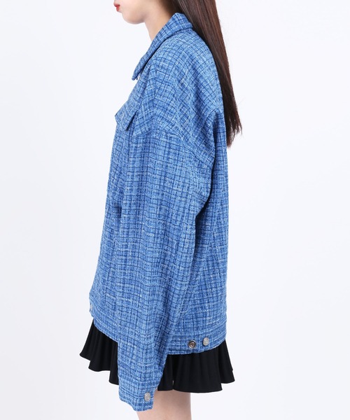 WC（ダブル シー）の「カラーツイードジャケット（ブルゾン・レディース・ピンク/オレンジ/ブルー/グリーン・FREE）」の6枚目の写真