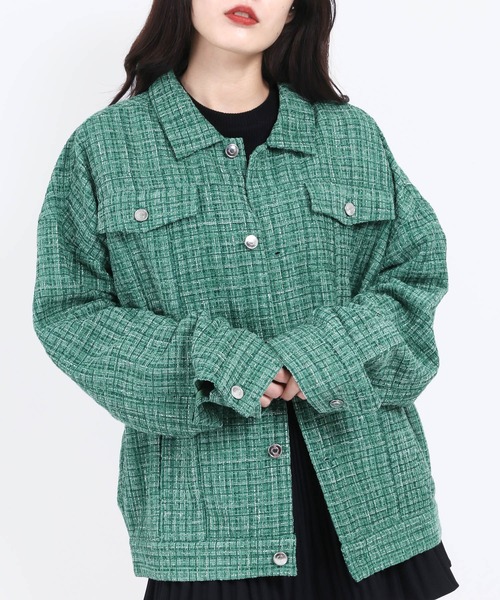 WC（ダブル シー）の「カラーツイードジャケット（ブルゾン・レディース・ピンク/オレンジ/ブルー/グリーン・FREE）」の16枚目の写真