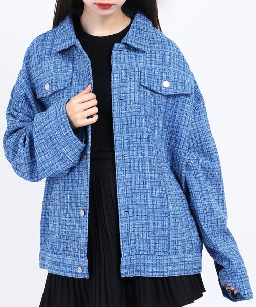 WC（ダブル シー）の「カラーツイードジャケット（ブルゾン・レディース・ピンク/オレンジ/ブルー/グリーン・FREE）」の7枚目の写真