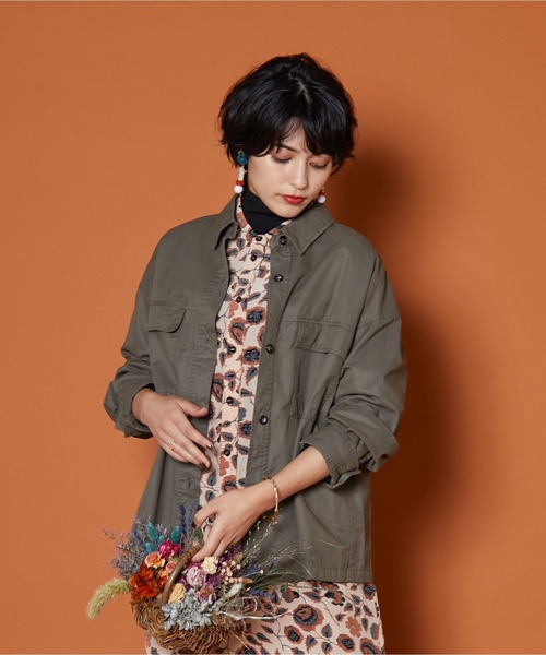 【セール】ミリタリー バックフリル シャツブルゾン（ブルゾン）｜JETSET SOLO PLUS （ジェットセットソロプラス）