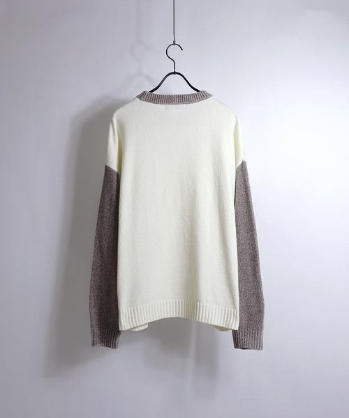 Confirm（コンファーム）の「ルーズシルエット モールプルオーバーニット 【Confirm】（ニット/セーター・メンズ・グレイッシュベージュ/コーラル/ホワイト×ライトグレー/ナチュラル/ダークブルー/ライトグリーン/ブラック・M/L）」の9枚目の写真