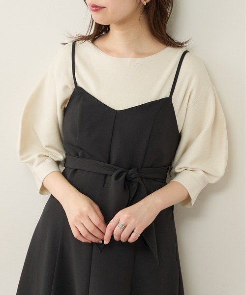 natural couture（ナチュラルクチュール）の「前後2WAYバルーンスリーブニット（ニット/セーター・レディース・ブラウン/ベージュ/グリーン/ブラック/アイボリー/ピンク・FREE）」の2枚目の写真