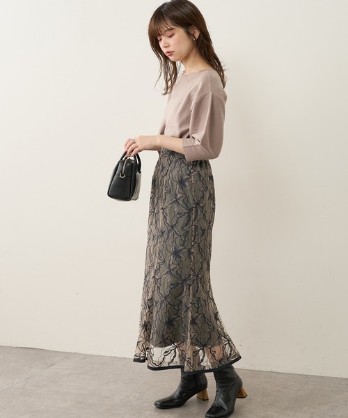 natural couture（ナチュラルクチュール）の「前後2WAYバルーンスリーブニット（ニット/セーター・レディース・ブラウン/ベージュ/グリーン/ブラック/アイボリー/ピンク・FREE）」の7枚目の写真