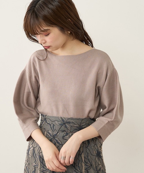 natural couture（ナチュラルクチュール）の「前後2WAYバルーンスリーブニット（ニット/セーター・レディース・ブラウン/ベージュ/グリーン/ブラック/アイボリー/ピンク・FREE）」の14枚目の写真